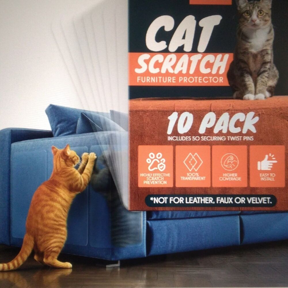 FixZilla Cat Scratch Furniture Protector 10 Pack, 50 Twist Pins, Plastic, Clear